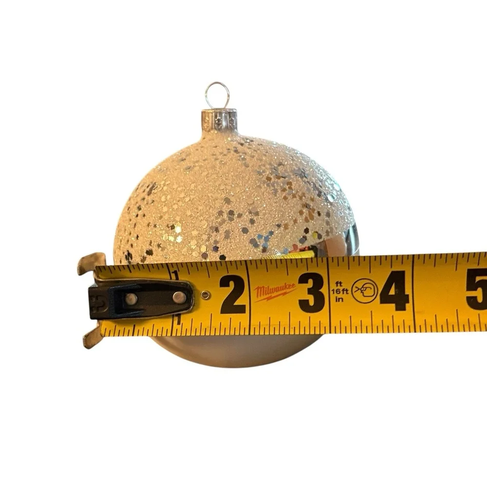 VITBIS Christmas Ornaments White & Silver Frosted‎ Glitter Handcrafted In Poland